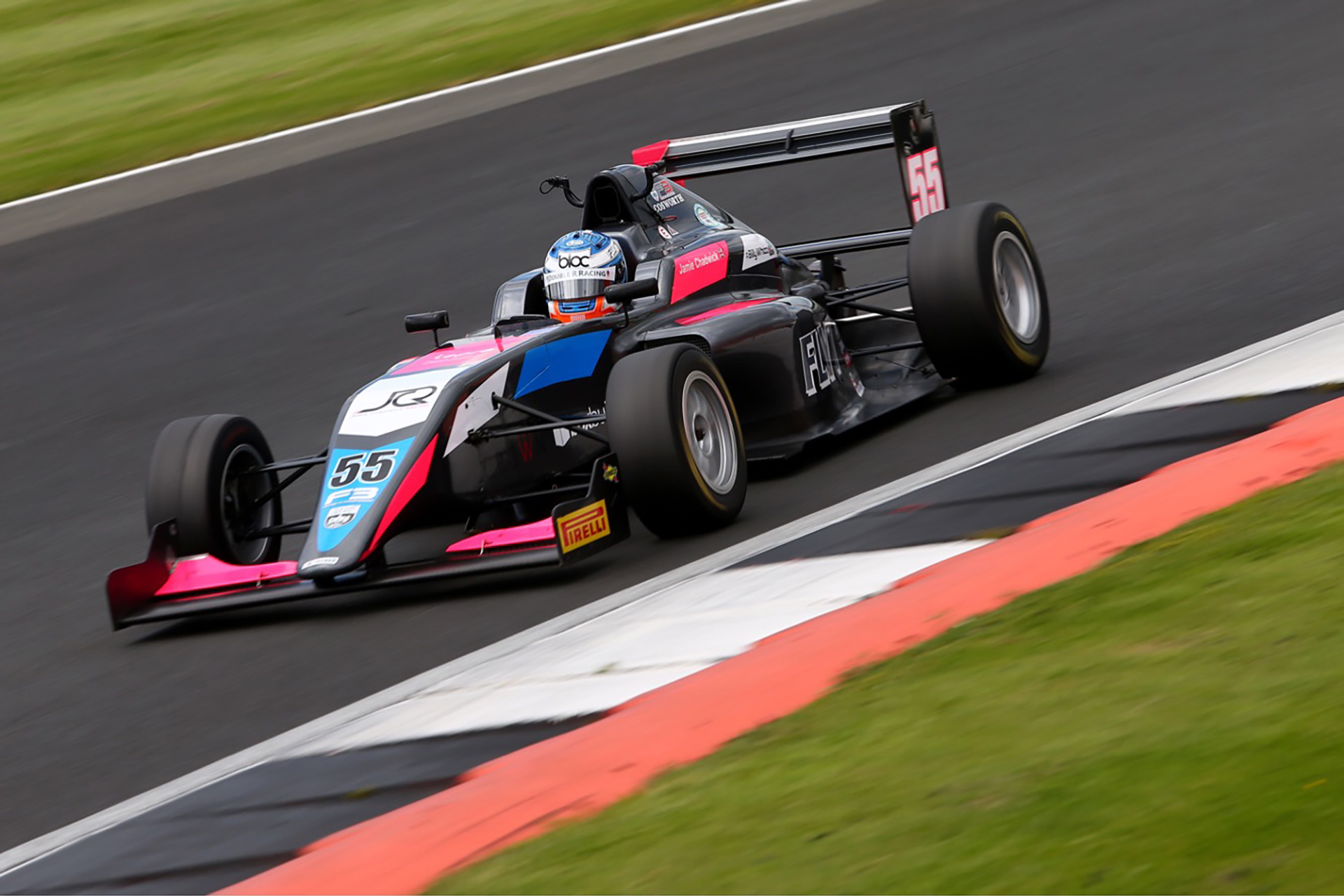 Jamie Chadwick driving a British Formula 3 car in 2017