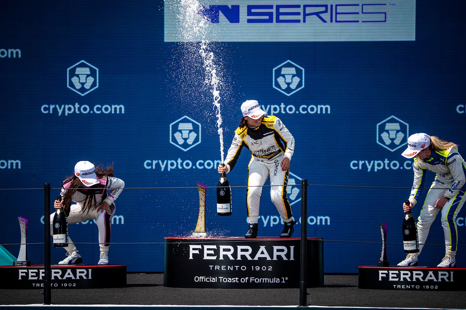 Jamie Chadwick on the W-Series podium in 2022